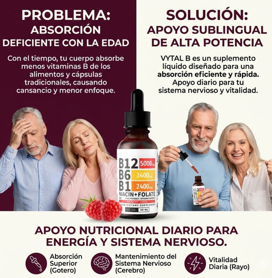 VYTAL B Complex – Complejo B Líquido 5000 mcg de Alta Absorción